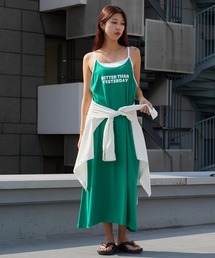 Printed Maxi-Length Camisole Dress / プリントデザイン マキシ丈 キャミソールワンピース きれいめ カジュアル 韓国 レディース コットン 秋 秋服 2026年秋冬