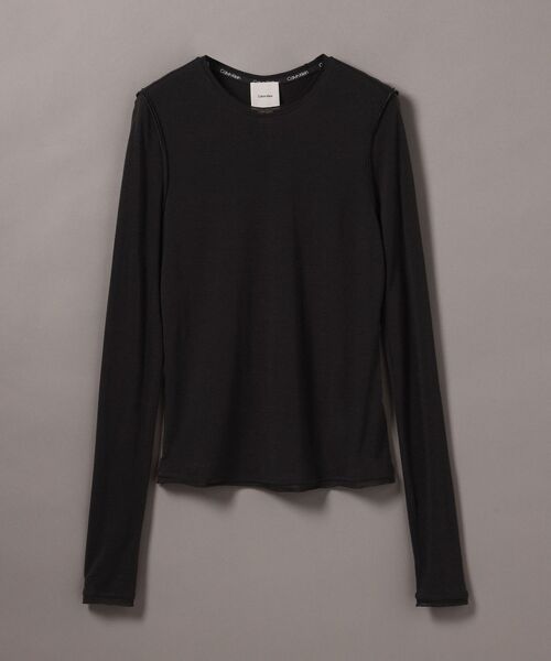 Calvin Klein(カルバン・クライン)の「長袖Tシャツ - ロングスリーブトップ(Tシャツ/カットソー・レディース・イエロー×グリーン/ブラック・XS/S/M)」の13枚目の写真