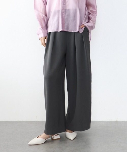 Jines（ジネス）の「ハイストレッチカルゼワッシャーパンツ（スラックス・レディース・ブラック/オフホワイト/チャコールグレー/ベージュ・38）」の3枚目の写真