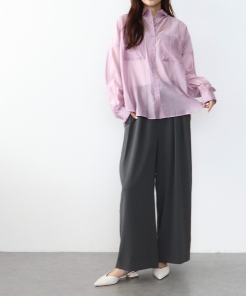Jines（ジネス）の「ハイストレッチカルゼワッシャーパンツ（スラックス・レディース・ブラック/オフホワイト/チャコールグレー/ベージュ・38）」の20枚目の写真