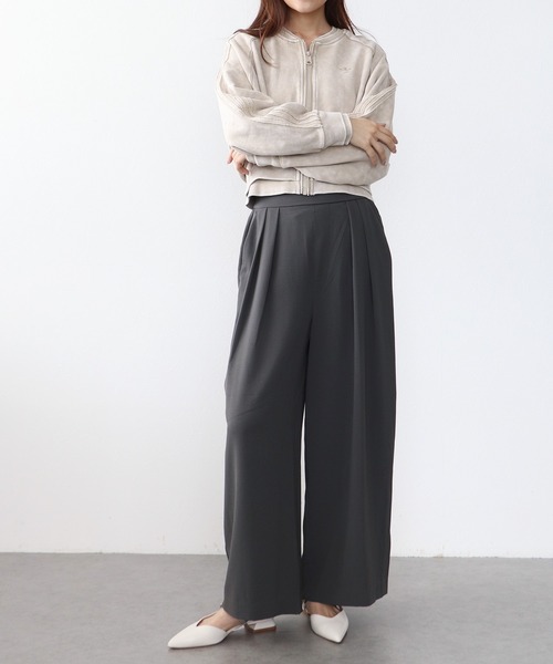Jines（ジネス）の「ハイストレッチカルゼワッシャーパンツ（スラックス・レディース・ブラック/オフホワイト/チャコールグレー/ベージュ・38）」の6枚目の写真