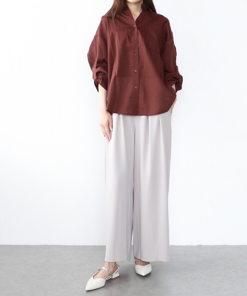 Jines（ジネス）の「ハイストレッチカルゼワッシャーパンツ（スラックス・レディース・ブラック/オフホワイト/チャコールグレー/ベージュ・38）」の14枚目の写真