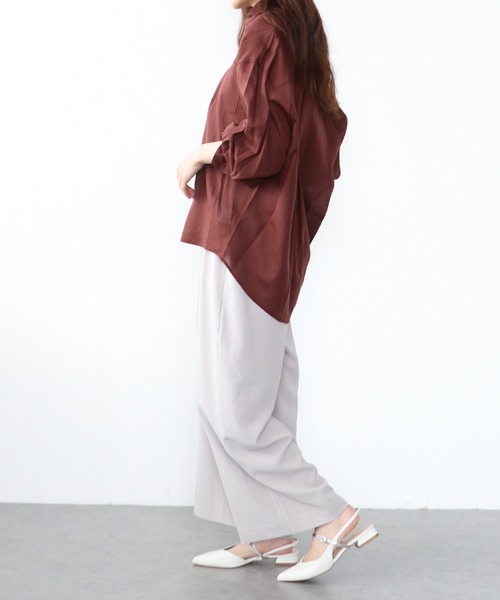 Jines（ジネス）の「ハイストレッチカルゼワッシャーパンツ（スラックス・レディース・ブラック/オフホワイト/チャコールグレー/ベージュ・38）」の15枚目の写真