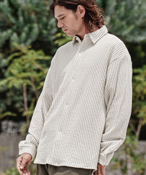 CAMBIO(カンビオ)の「ms6577- 2トーンワッフルシャツ(BP-BFA0133)(シャツ/ブラウス・メンズ・ブルー/グレー/ブラック・S/M/L)」の2枚目の写真