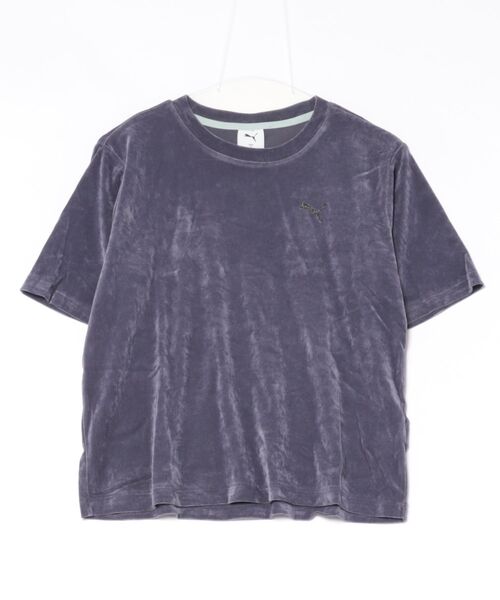 PUMA（プーマ）の「《PUMA》ESS ELEVATED ベロア メッシュ（Tシャツ/カットソー・レディース・ブラック/パープル系その他・L/M/S/XL）」の2枚目の写真