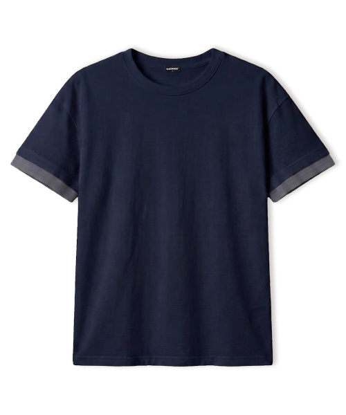 VANNWORKS（バンワークス）の「[クロップ] レイヤードロールアップ半袖Tシャツ (VS0301) ネイビー（Tシャツ/カットソー・レディース・その他・MEDIUM/LARGE/X-LARGE）」の2枚目の写真