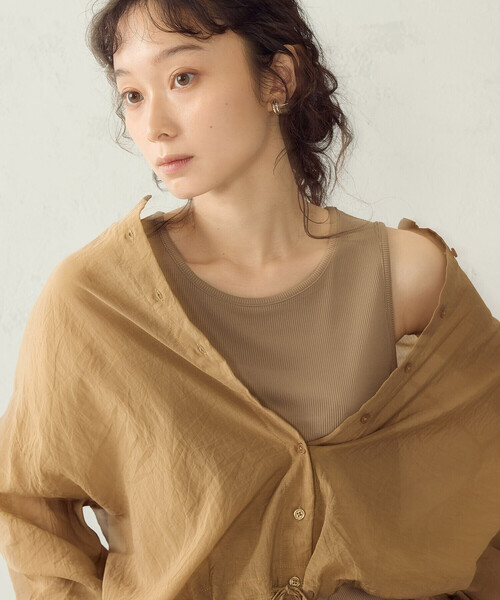 COMME CA ISM(コムサイズム)の「【セットアイテム】シアーシャツ+タンクトップ(Tシャツ/カットソー・レディース・キャメル/ライトグレー/グリーン/ネイビー・MEDIUM/LARGE)」の15枚目の写真