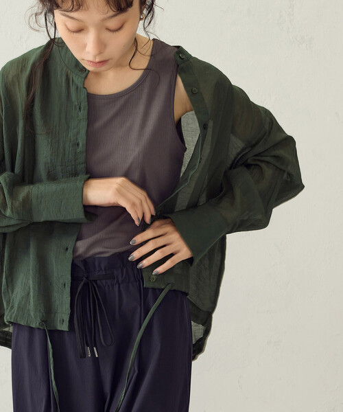 COMME CA ISM(コムサイズム)の「【セットアイテム】シアーシャツ+タンクトップ(Tシャツ/カットソー・レディース・キャメル/ライトグレー/グリーン/ネイビー・MEDIUM/LARGE)」の20枚目の写真