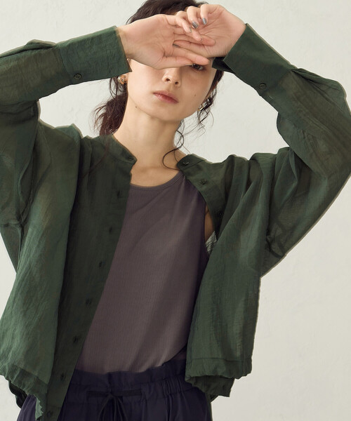 COMME CA ISM(コムサイズム)の「【セットアイテム】シアーシャツ+タンクトップ(Tシャツ/カットソー・レディース・キャメル/ライトグレー/グリーン/ネイビー・MEDIUM/LARGE)」の21枚目の写真