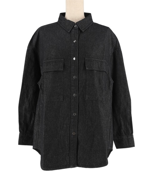 coca(coca)(コカ)の「オーバーサイズデニムシャツ(シャツ/ブラウス・レディース・ブルー/ブラック・L/M/S)」の18枚目の写真