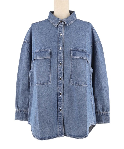 coca(coca)(コカ)の「オーバーサイズデニムシャツ(シャツ/ブラウス・レディース・ブルー/ブラック・L/M/S)」の19枚目の写真