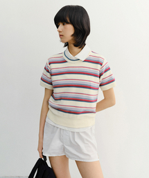 UNISEX STRIPED CREWNECK KNIT_UDSW6B129_CREAM / RED