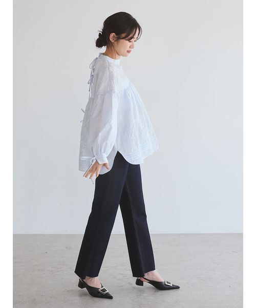 Mila Owen(ミラオーウェン)の「裾段差テーパードデニムパンツ(デニムパンツ・レディース・インディゴブルー/ブルー/ライトブルー/ブラック・2/00/1/0)」の13枚目の写真