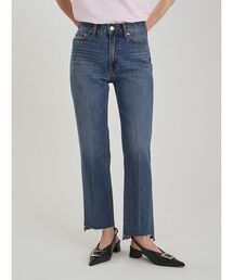 裾段差テーパードデニムパンツ