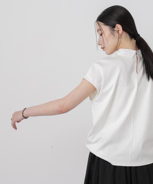 NANO universe(ナノユニバース)の「レース衿取り外しノースリーブカットトップス(Tシャツ/カットソー・レディース・オフホワイト/ネイビー・FREE)」の5枚目の写真