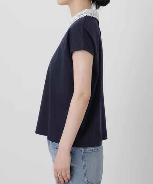 NANO universe(ナノユニバース)の「レース衿取り外しノースリーブカットトップス(Tシャツ/カットソー・レディース・オフホワイト/ネイビー・FREE)」の21枚目の写真