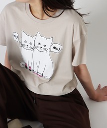 BLACK SCORE（ブラックスコア）の「BLACK SCORE / MIU MIU CATS CROPPED TEE(ブラックスコア ミウミウキャットクロップド丈Tシャツ)（Tシャツ/カットソー）」