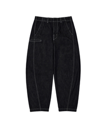 DEINET CURVED DENIM PANTS IN INDIGO