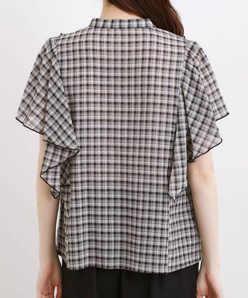 grove（グローブ）の「1枚で着映えが叶う チェックラッフルフリルブラウス（シャツ/ブラウス・レディース・ダークブラウン系1/ブラック系1/グリーン系その他3・01/02/03/04/05）」の18枚目の写真
