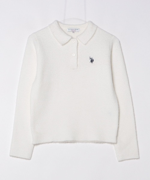 U.S. POLO ASSN.(ユーエスポロアッスン)の「U.S. POLO ASSN./ユーエスポロアッスン モヘア風 襟付きニットポロ(ニット/セーター・レディース・ネイビー・S)」の1枚目の写真