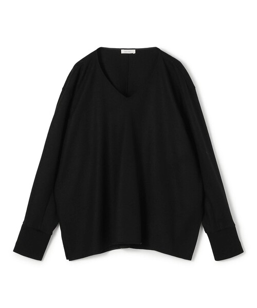DES PRES(デ・プレ)の「ニットコンビネーション Vネックプルオーバー(Tシャツ/カットソー・レディース・ブラック/ホワイト系その他/ブラウン/ライトブルー・FREE)」の3枚目の写真