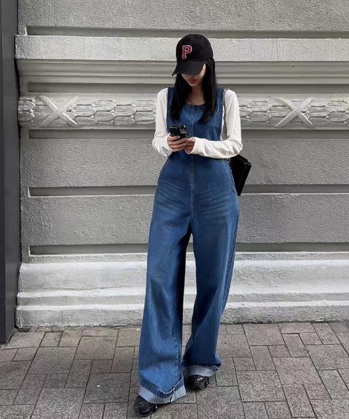 FAVORITO(ファヴォリート)の「デニムノースリーブオールインワン(つなぎ/オールインワン・レディース・ブルー・F)」の17枚目の写真