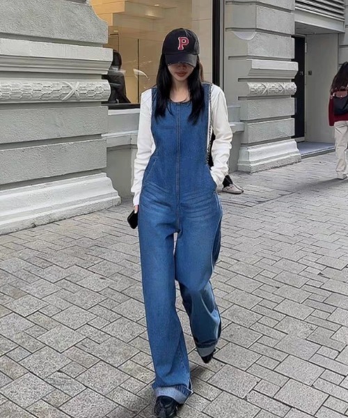 FAVORITO(ファヴォリート)の「デニムノースリーブオールインワン(つなぎ/オールインワン・レディース・ブルー・F)」の19枚目の写真