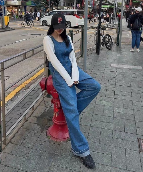 FAVORITO(ファヴォリート)の「デニムノースリーブオールインワン(つなぎ/オールインワン・レディース・ブルー・F)」の20枚目の写真