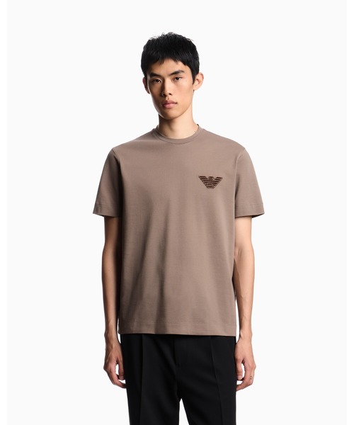 EMPORIO ARMANI(エンポリオアルマーニ)の「【エンポリオ アルマーニ】Tシャツ ピケジャージー イーグルパッチ(Tシャツ/カットソー・メンズ・ブラック/ブラウン・X-LARGE/LARGE/MEDIUM/X-SMALL/SMALL)」の1枚目の写真