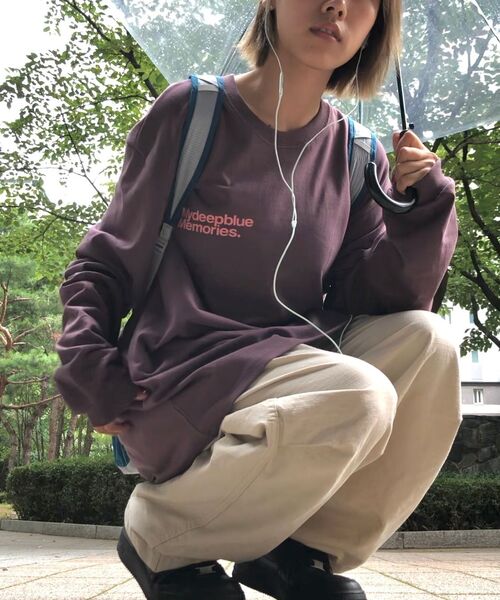 mydeepbluememories(マイディープブルーメモリーズ)の「MM SYMBOL LOGO LONG SLEEVE T(DARK PINK)(Tシャツ/カットソー・レディース・ホワイト・ONE SIZE)」の6枚目の写真