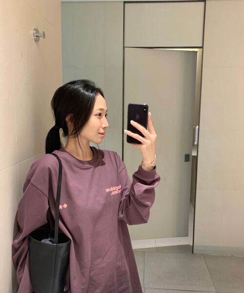 mydeepbluememories(マイディープブルーメモリーズ)の「MM SYMBOL LOGO LONG SLEEVE T(DARK PINK)(Tシャツ/カットソー・レディース・ホワイト・ONE SIZE)」の8枚目の写真