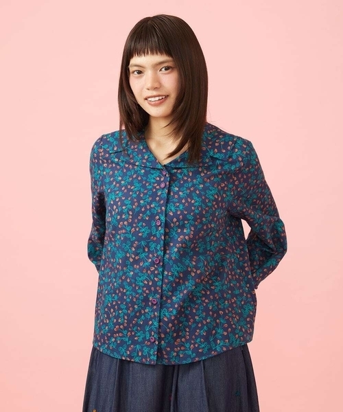 Jocomomola(ホコモモラ)の「Performance フラワープリントブラウス(シャツ/ブラウス・レディース・ネイビー/マスタード・40)」の2枚目の写真