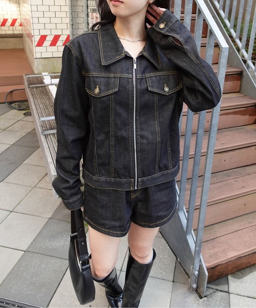 unnu(ユヌ)の「ジップアップデニムジャケット(デニムジャケット・レディース・ダークブルー・M/L)」の3枚目の写真