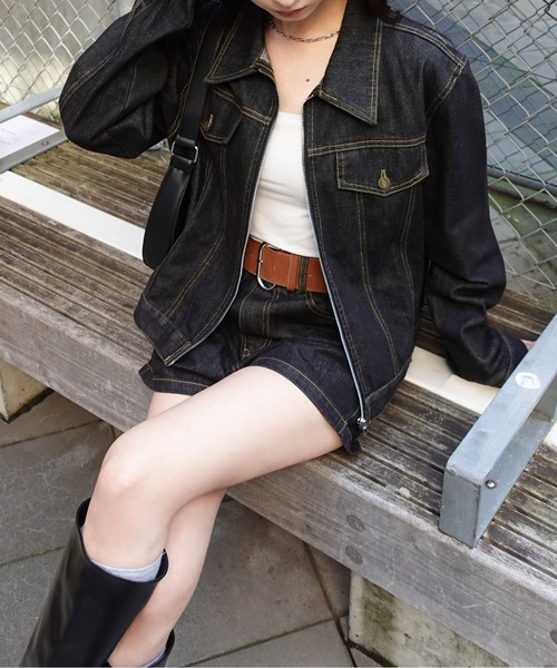 unnu(ユヌ)の「ジップアップデニムジャケット(デニムジャケット・レディース・ダークブルー・M/L)」の2枚目の写真