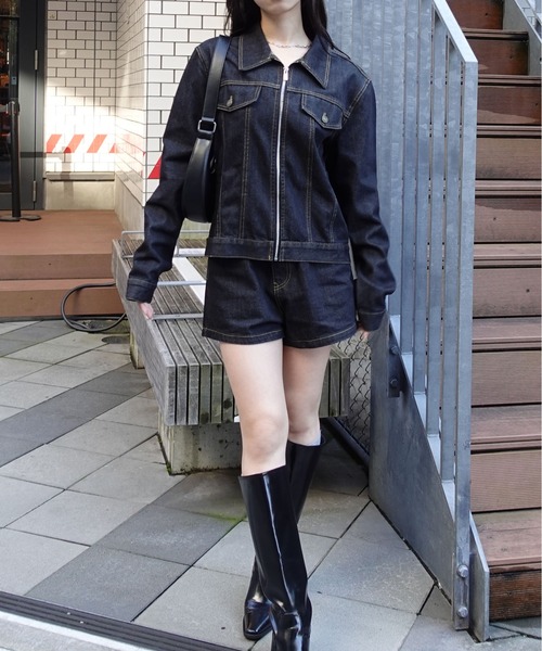 unnu(ユヌ)の「ジップアップデニムジャケット(デニムジャケット・レディース・ダークブルー・M/L)」の7枚目の写真