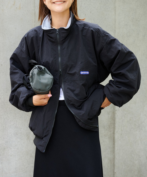 OUTDOOR PRODUCTS(アウトドアプロダクツ)の「FREECE LINED BOMBER JACKET(ブルゾン・レディース・ブラック/レッド・FREE)」の4枚目の写真