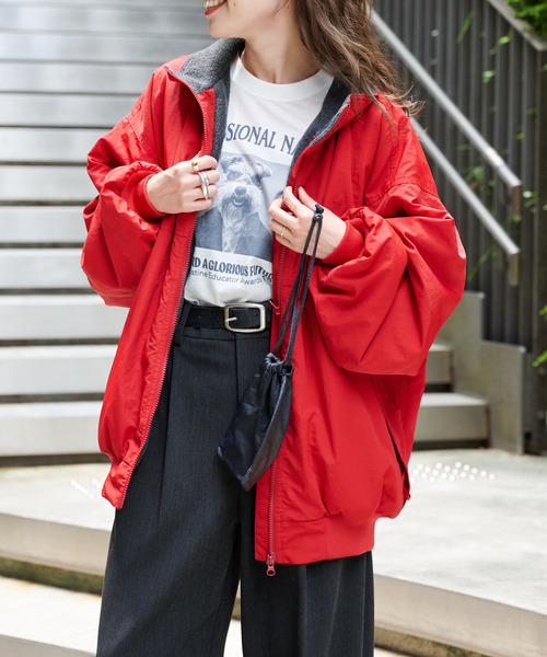 OUTDOOR PRODUCTS(アウトドアプロダクツ)の「FREECE LINED BOMBER JACKET(ブルゾン・レディース・ブラック/レッド・FREE)」の17枚目の写真