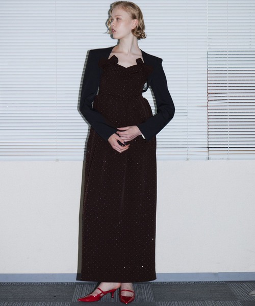 ANDRESD(アンドレスド)の「グリントリボンロングドレス / GLINT RIBBON LONG DRESS(ドレス・レディース・ブラック/ブラウン・S/M/L)」の5枚目の写真