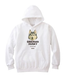 Moftique（モフティック） プルパーカー スウェット 裏毛 シベリアンハスキー ドッグ ペット アニマル プリント トップス レディース ユニセックス