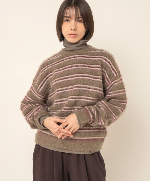 RNA-N(アールエヌエーエヌ)の「K2754 モヘア混ボーダープルオーバー(ニット/セーター・レディース・グレー/ブラウン/グレイッシュベージュ・FREE)」の10枚目の写真