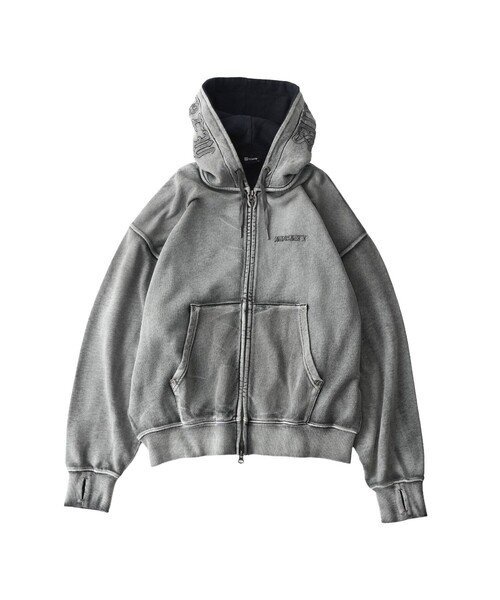 Subciety(サブサエティ)の「Double zip short hoodie(ベスト・メンズ・ブラック/グレー・L/M/S/XL)」の3枚目の写真