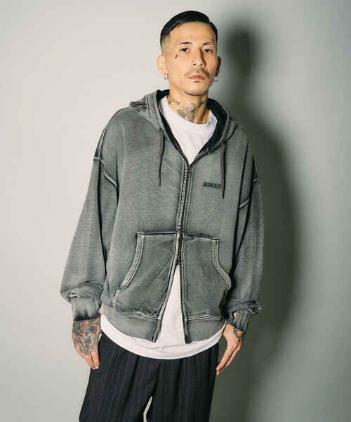 Subciety(サブサエティ)の「Double zip short hoodie(ベスト・メンズ・ブラック/グレー・L/M/S/XL)」の6枚目の写真