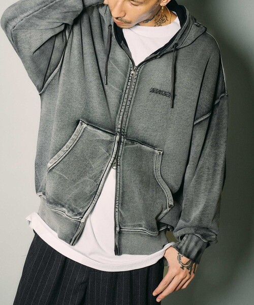 Subciety(サブサエティ)の「Double zip short hoodie(ベスト・メンズ・ブラック/グレー・L/M/S/XL)」の10枚目の写真