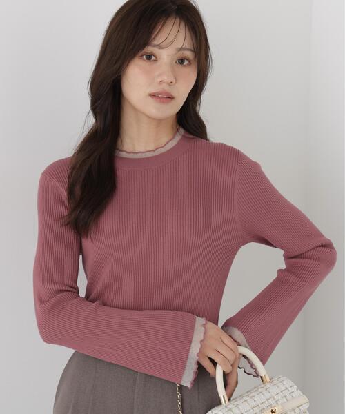 PROPORTION BODY DRESSING（プロポーションボディドレッシング）の「部分シアーレディニット / 1216270913（ニット/セーター・レディース・ホワイト系その他/ブラック/ピンク・MEDIUM/SMALL）」の3枚目の写真