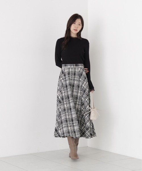 PROPORTION BODY DRESSING（プロポーションボディドレッシング）の「部分シアーレディニット / 1216270913（ニット/セーター・レディース・ホワイト系その他/ブラック/ピンク・MEDIUM/SMALL）」の7枚目の写真