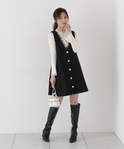 PROPORTION BODY DRESSING（プロポーションボディドレッシング）の「部分シアーレディニット / 1216270913（ニット/セーター・レディース・ホワイト系その他/ブラック/ピンク・MEDIUM/SMALL）」の15枚目の写真