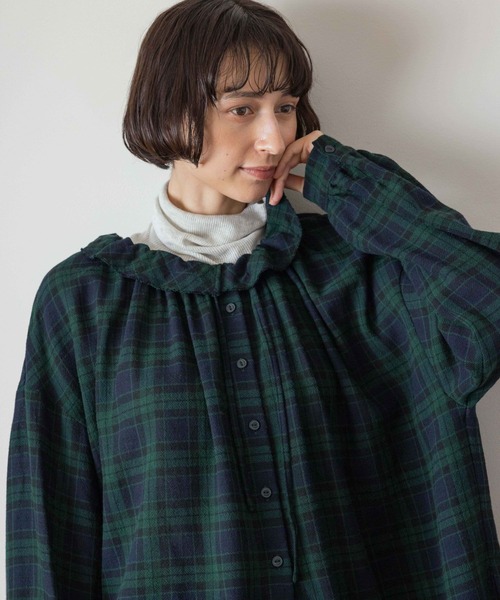 studio CLIP(スタディオクリップ)の「《natural by clip》2WAYカルゼチェックブラウス(シャツ/ブラウス・レディース・その他1/その他2・FREE)」の8枚目の写真