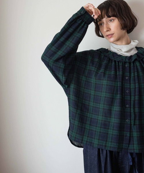 studio CLIP(スタディオクリップ)の「《natural by clip》2WAYカルゼチェックブラウス(シャツ/ブラウス・レディース・その他1/その他2・FREE)」の9枚目の写真