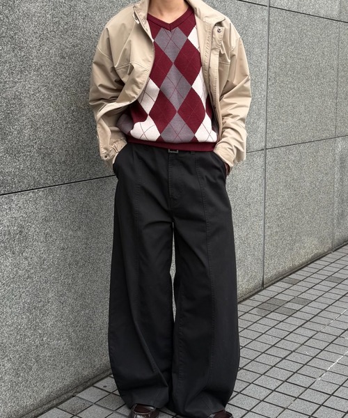 sedacle(セダクル)の「Argyle V-neck Knit/アーガイル Vネック ニット(ニット/セーター・メンズ・ブラック/ワインレッド・SMALL/MEDIUM/LARGE)」の6枚目の写真