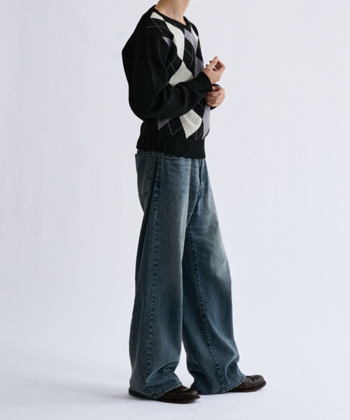 sedacle(セダクル)の「Argyle V-neck Knit/アーガイル Vネック ニット(ニット/セーター・メンズ・ブラック/ワインレッド・SMALL/MEDIUM/LARGE)」の18枚目の写真